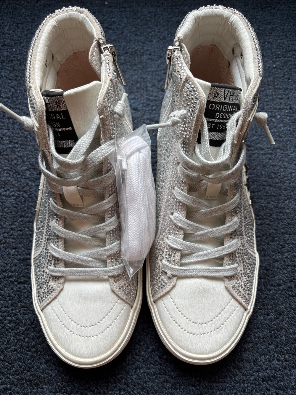 Vintage Havana Women's High-Top Fashion Sneakers in Silver/White Size 8